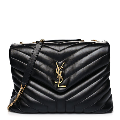 Saint Laurent Calfskin Y Quilted Monogram Medium Loulou Chain Satchel Black 1 of 14