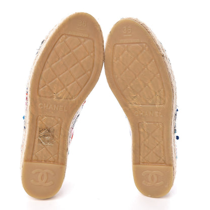 Chanel Tweed Grosgrain CC Espadrilles 36 White Blue Pink Green Black 10 of 11