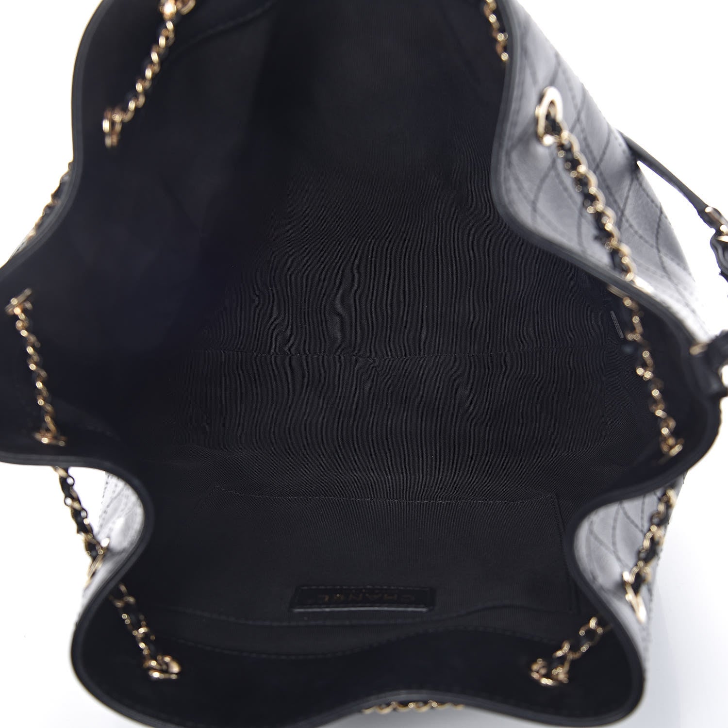 Chanel Calfskin Stitched Drawstring Bag Black 5 of 12