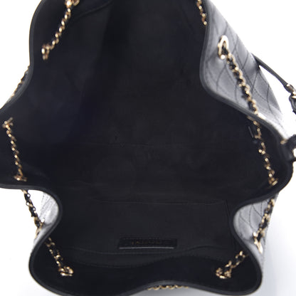 Chanel Calfskin Stitched Drawstring Bag Black 5 of 12