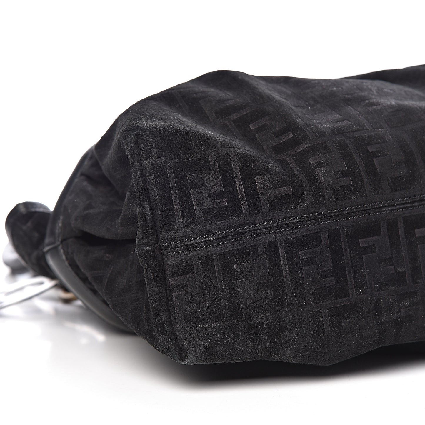 Suede Vitello Zucca Embossed Large Chef Shopper Tote Black