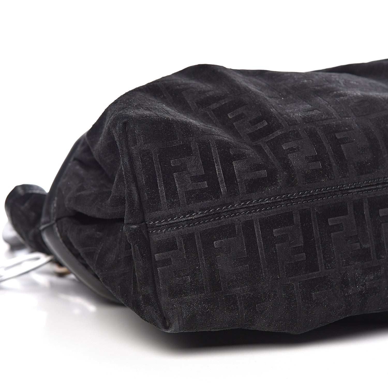 Fendi Suede Vitello Zucca Embossed Large Chef Shopper Tote Black 8 of 13