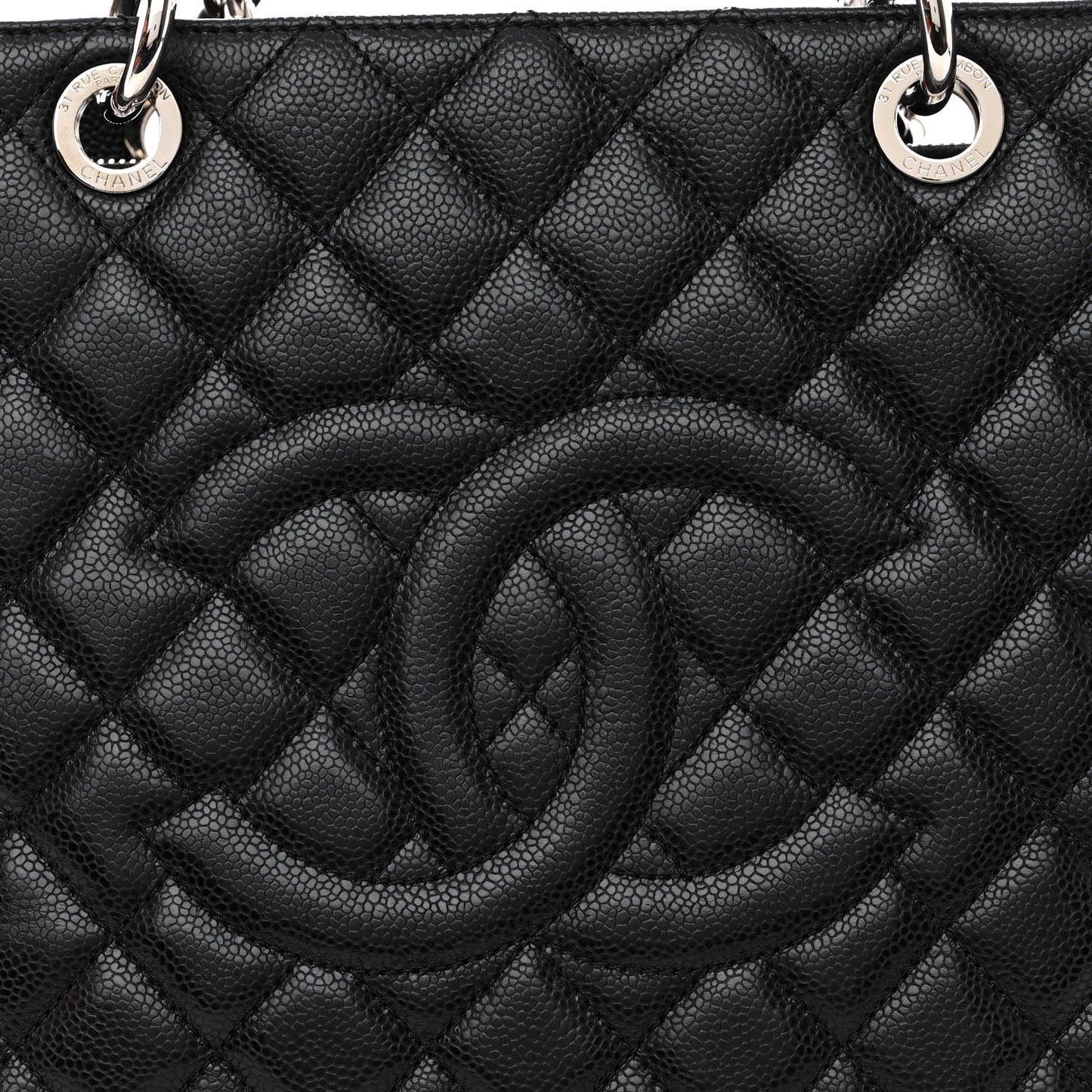 Caviar Quilted Grand Shopping Tote GST Black