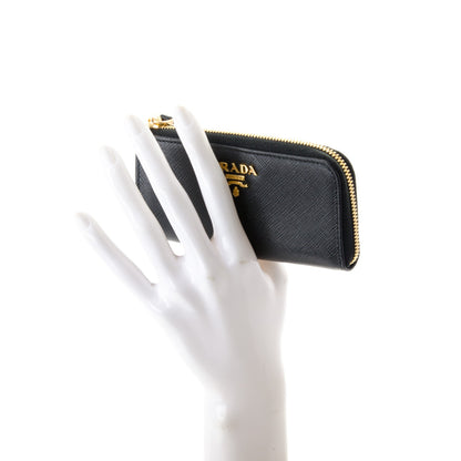 Prada Saffiano Zip Key Pouch Nero Black 2 of 7