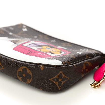 Louis Vuitton Monogram 2019 Christmas Animation Mini Courchevel Pochette Accessories Fuchsia 10 of 11