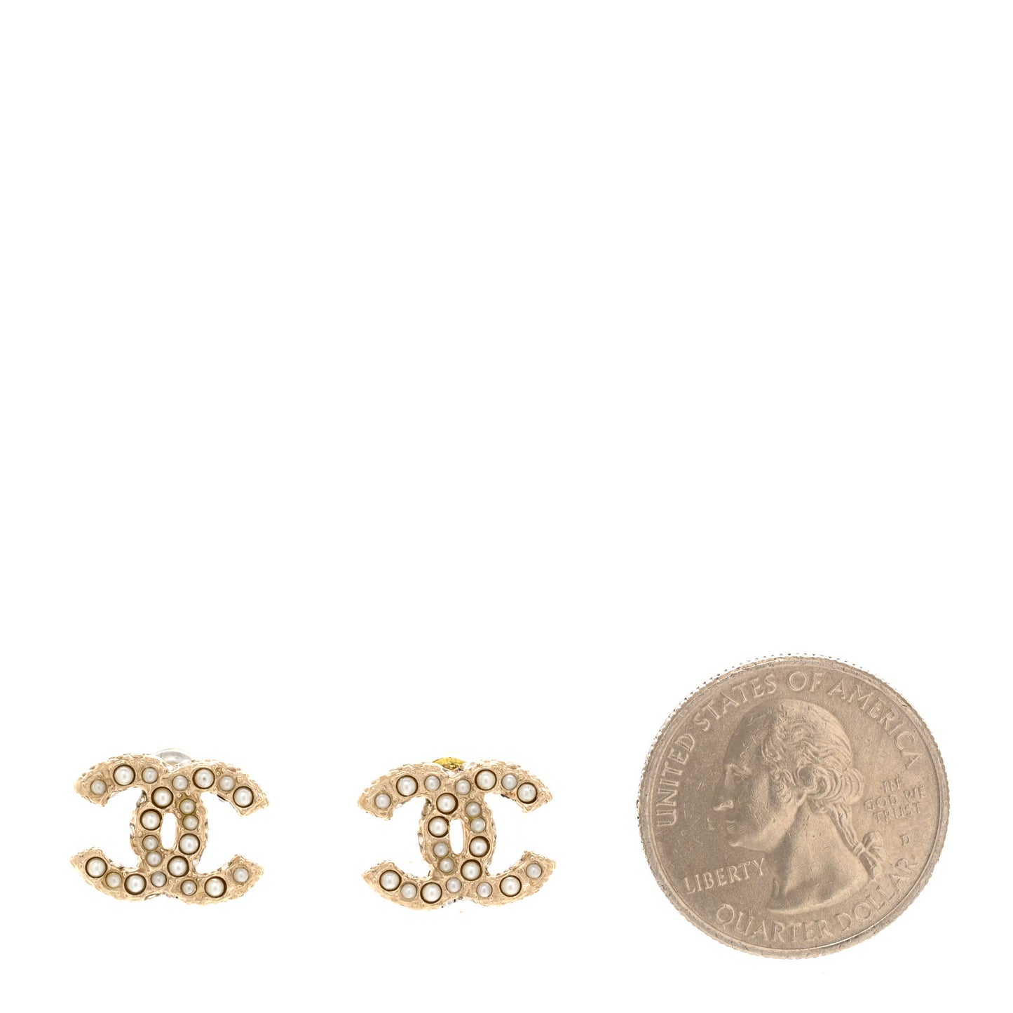 Pearl Crystal CC Earrings Light Gold