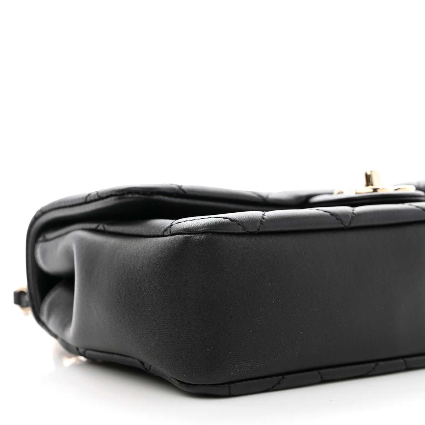Lambskin Quilted Resin Bi-Color Chain Flap Bag Black