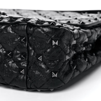 Valentino Garavani Craquele Nappa Medium Rockstud Spike Shoulder Bag Black 9 of 10
