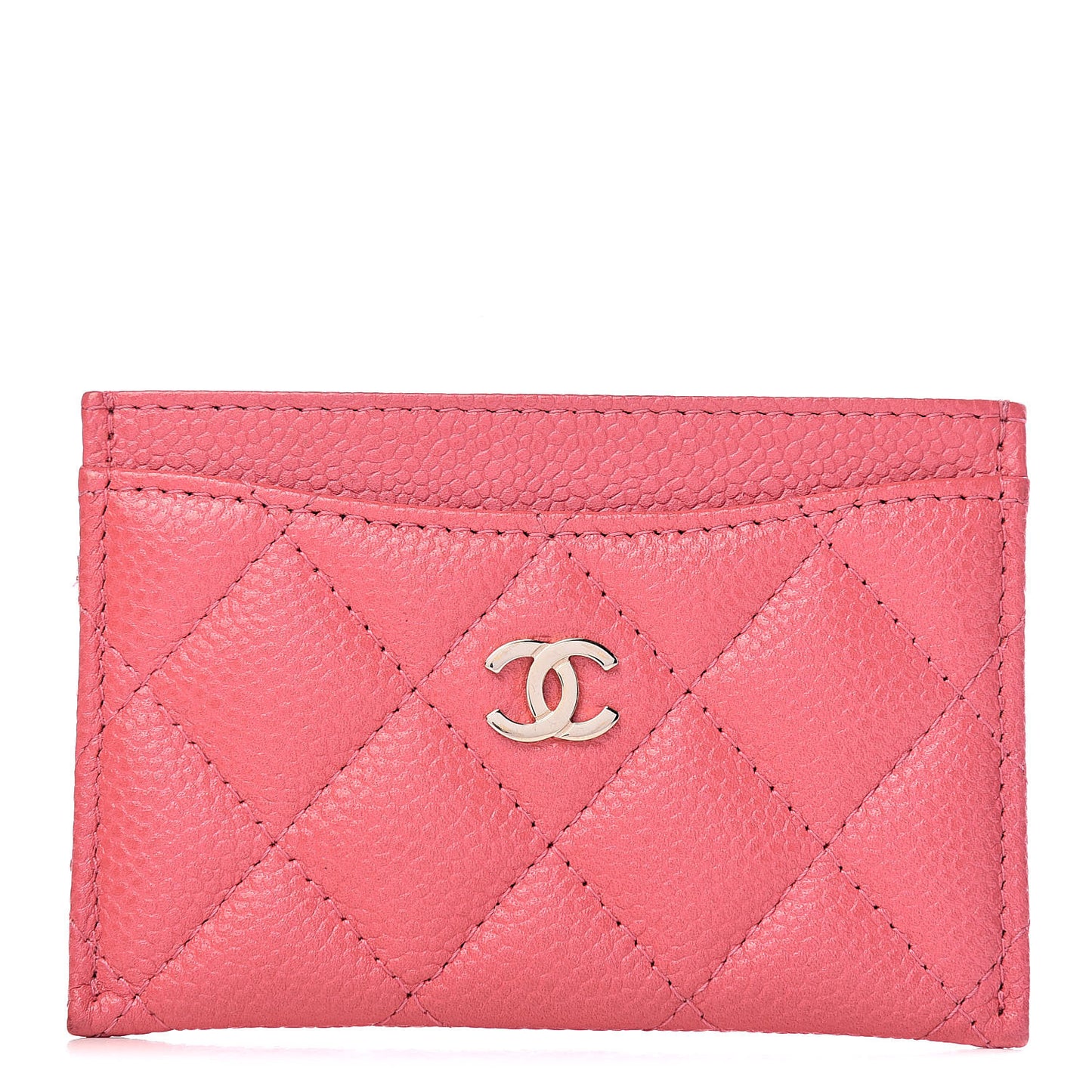 Caviar Quilted Card Holder Pink