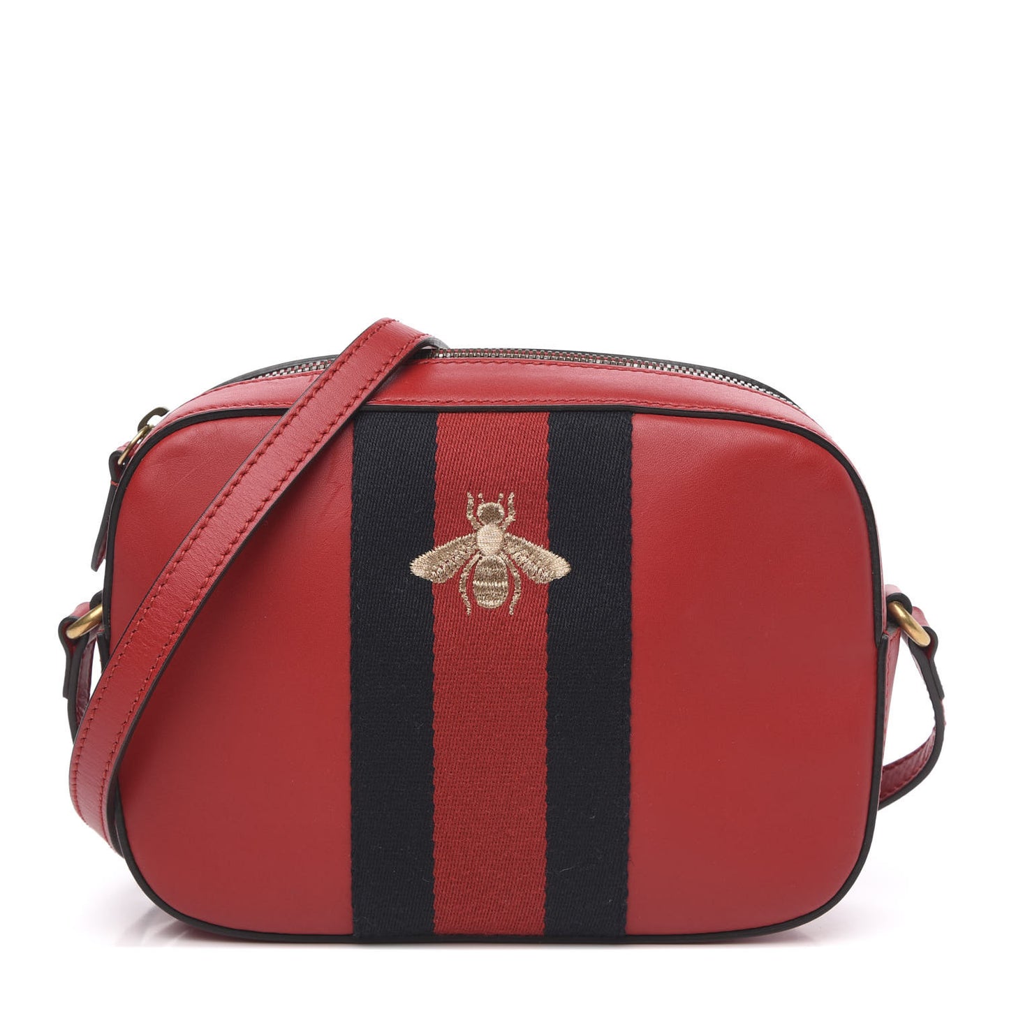Calfskin Web Small Webby Bee Shoulder Bag Red
