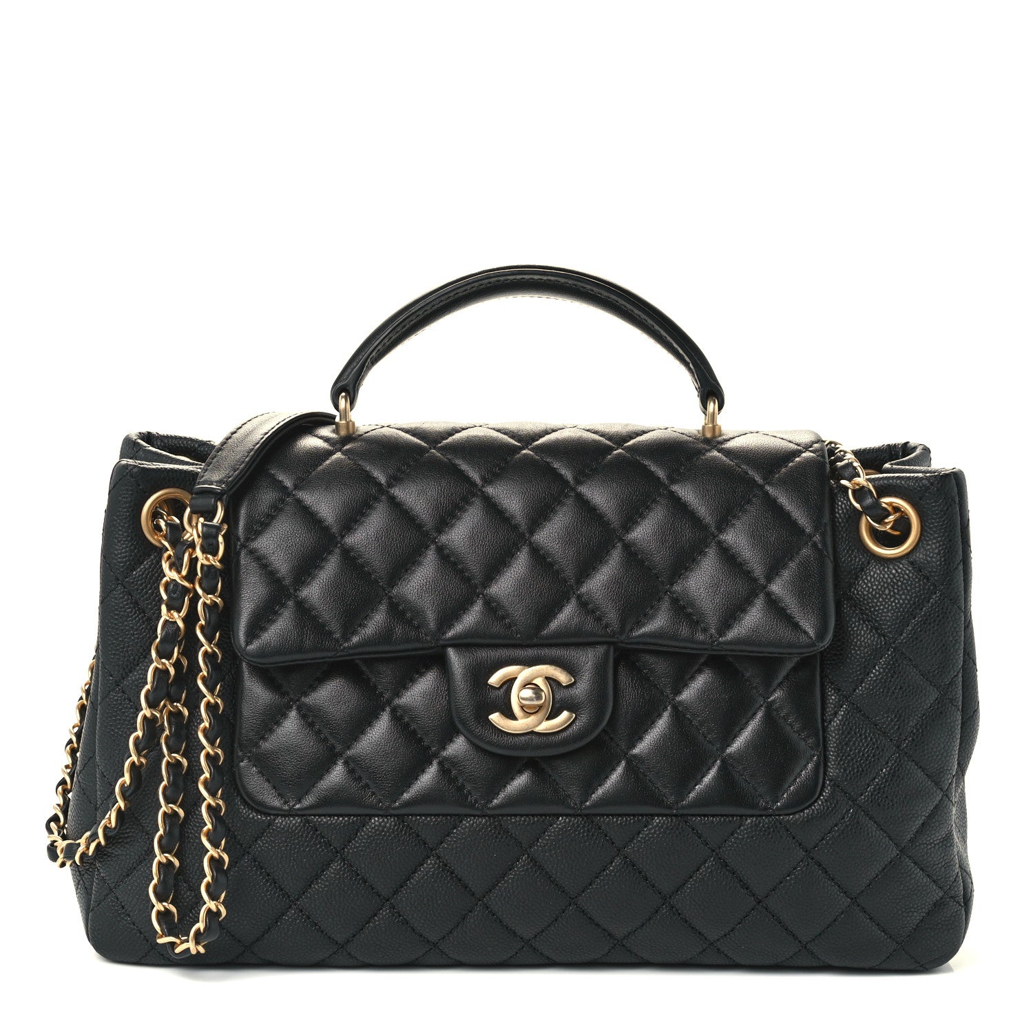 Chanel Caviar Calfskin Quilted Top Handle Flap Black 1 of 11