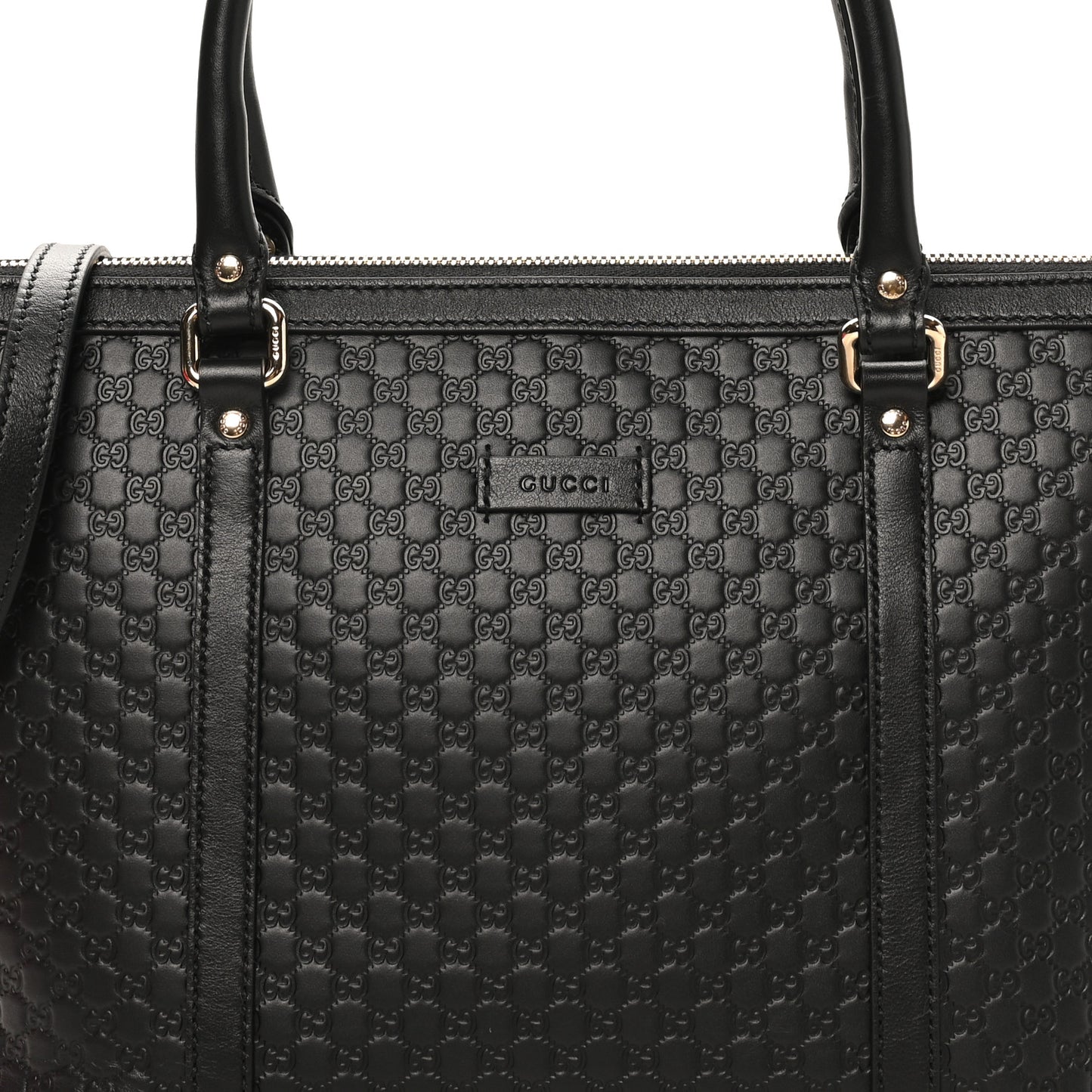 Soft Microguccissima Small Zippered Satchel Black