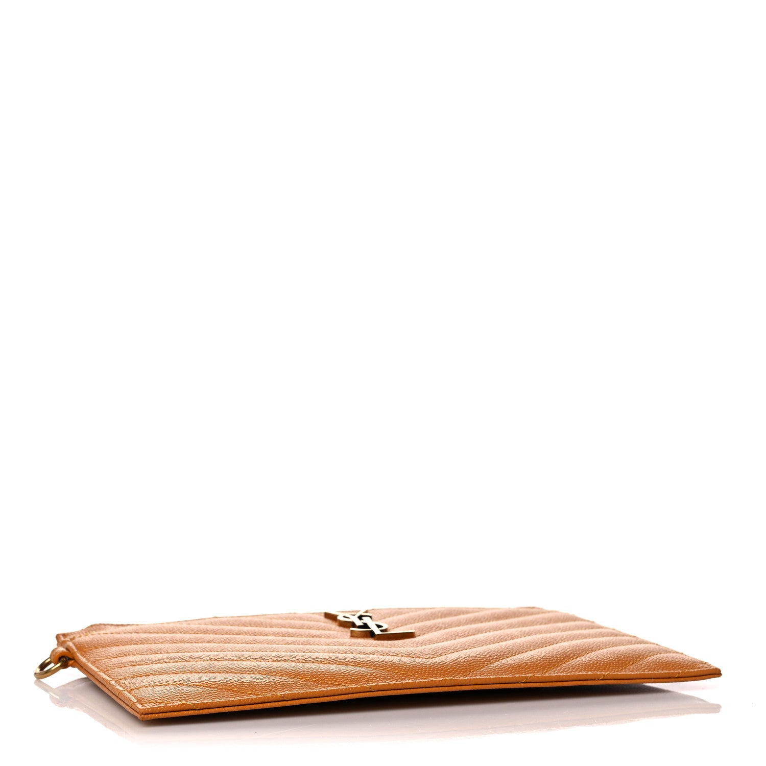 Saint Laurent Grain De Poudre Chevron Monogram Large Bill Pouch Senape Yellow 4 of 10