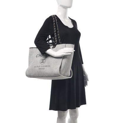 Chanel Woven Straw Raffia Large Deauville Tote Grey 2 of 7