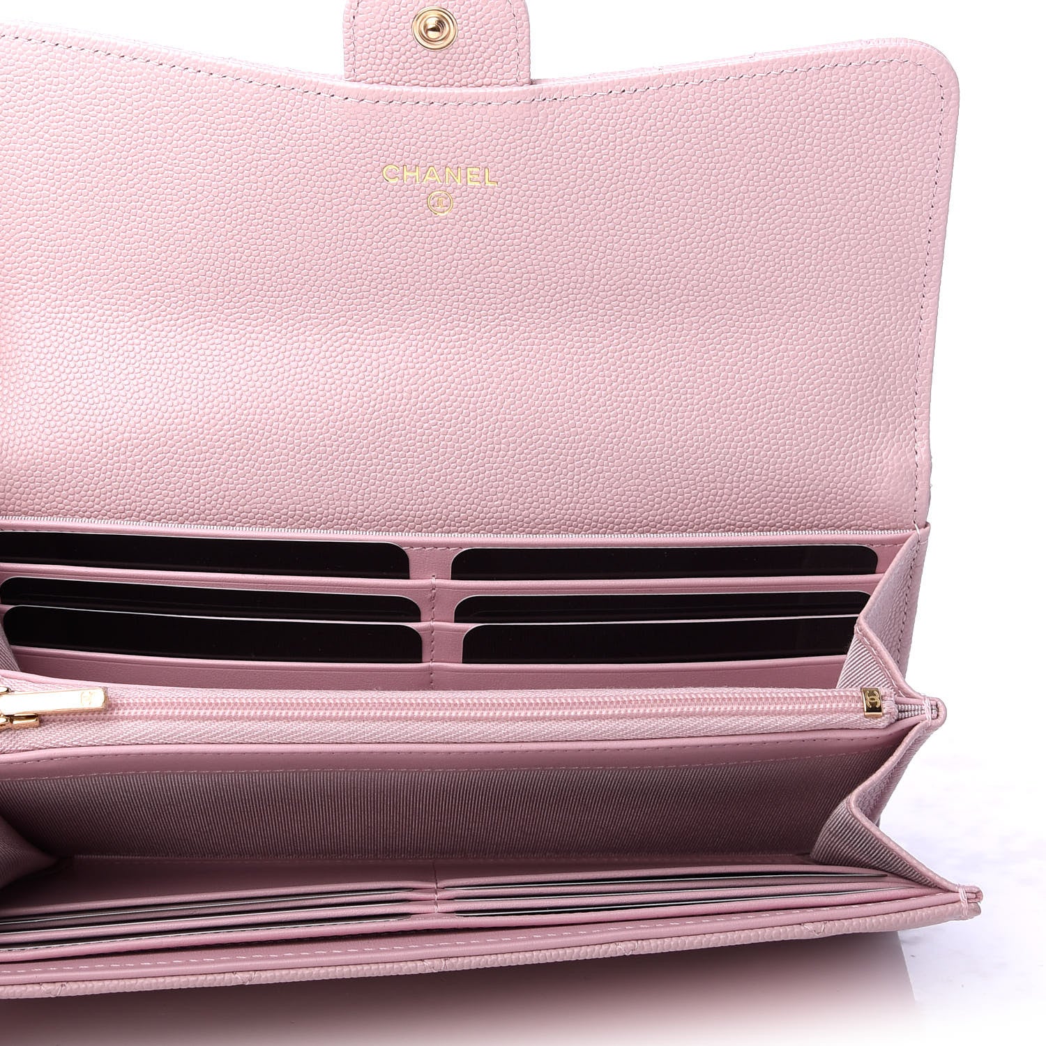 Chanel Caviar Quilted Large Gusset Flap Wallet Light Pink 5 of 9
