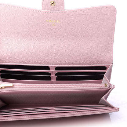 Chanel Caviar Quilted Large Gusset Flap Wallet Light Pink 5 of 9
