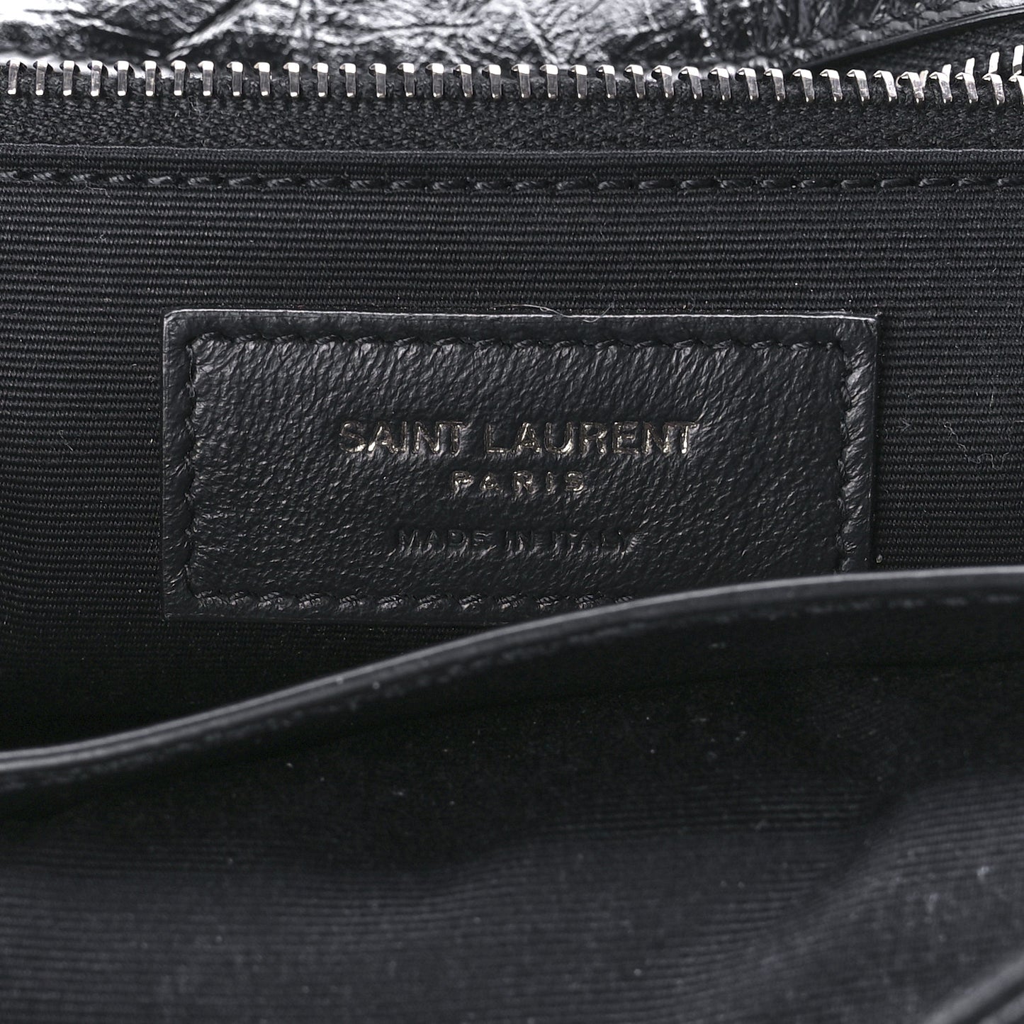 Crinkled Calfskin Matelasse Monogram Medium Niki Chain Satchel Black