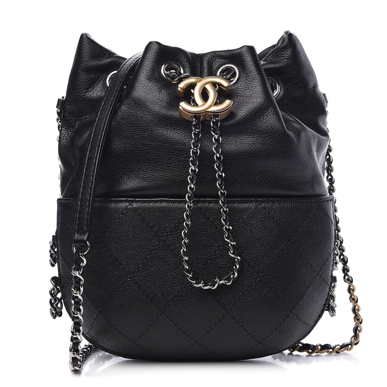 Chanel Calfskin Quilted Small Gabrielle Bucket Black 1 of 7