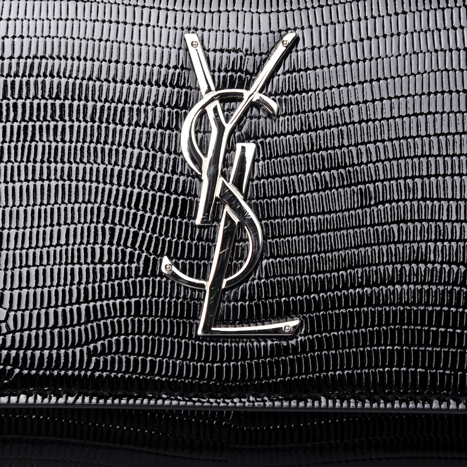 Saint Laurent Calfskin Lizard Embossed Monogram Kate Belt Bag Black 12 of 13