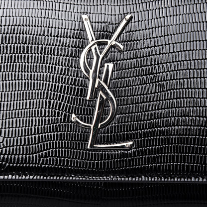Saint Laurent Calfskin Lizard Embossed Monogram Kate Belt Bag Black 12 of 13