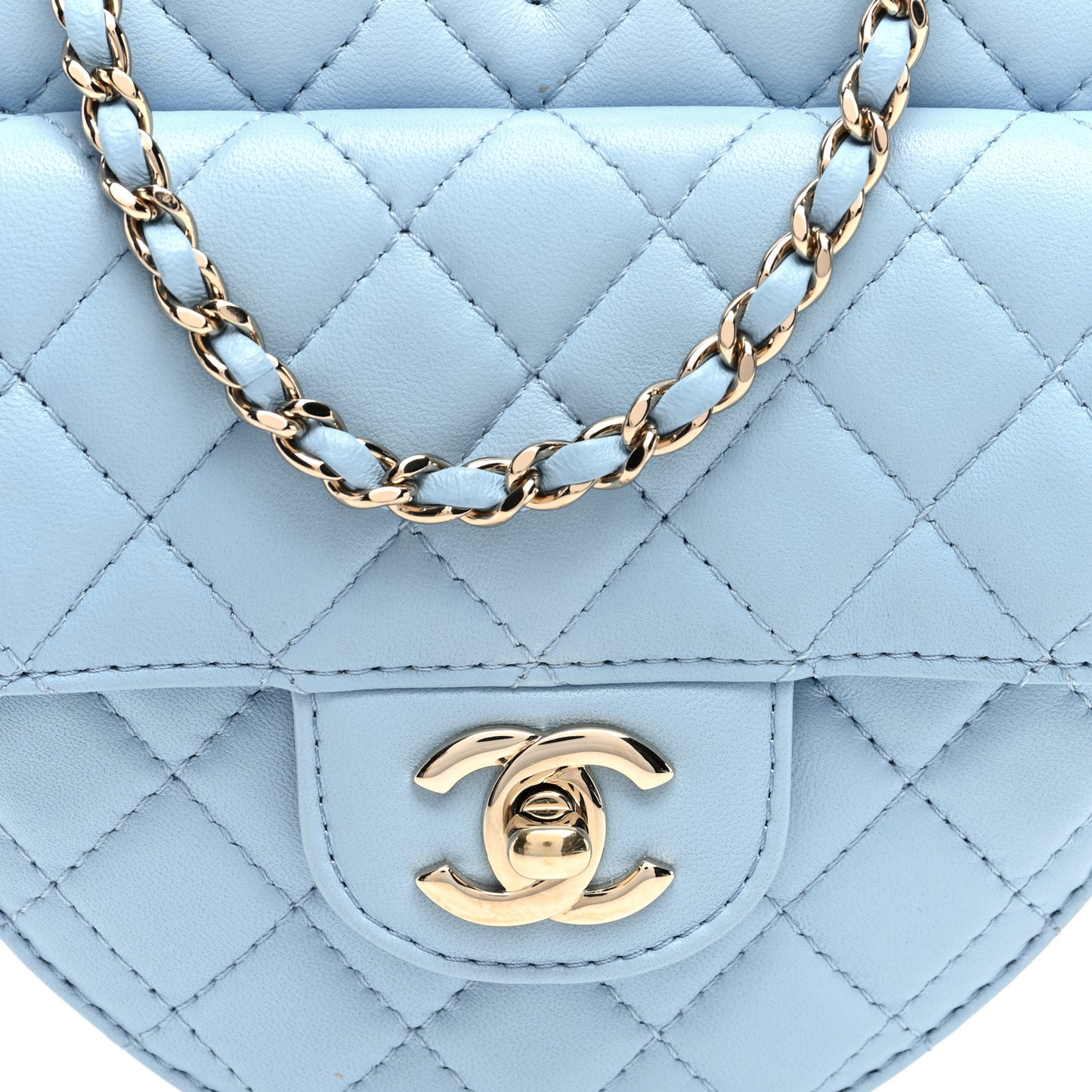 Lambskin Quilted CC In Love Heart Bag Light Blue