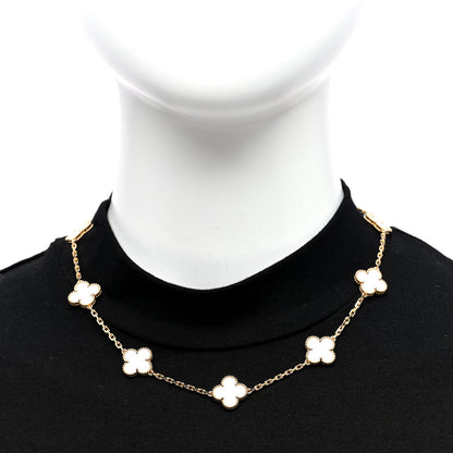 Van Cleef & Arpels 18K Yellow Gold Mother of Pearl 10 Motifs Vintage Alhambra Necklace 2 of 4