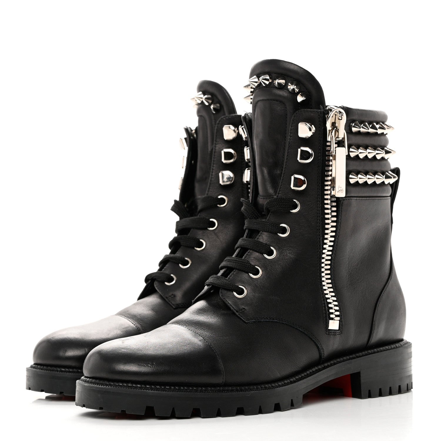 Christian Louboutin Spikes Combat Boots 40 Black 3 of 9