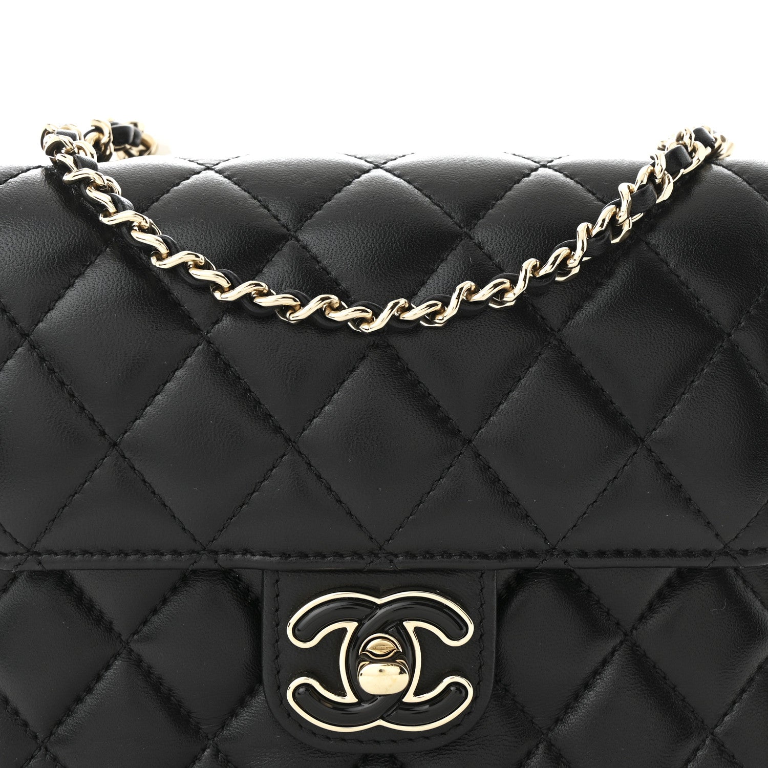 Chanel Lambskin Resin Quilted Mini Heart Square Flap Black 8 of 10