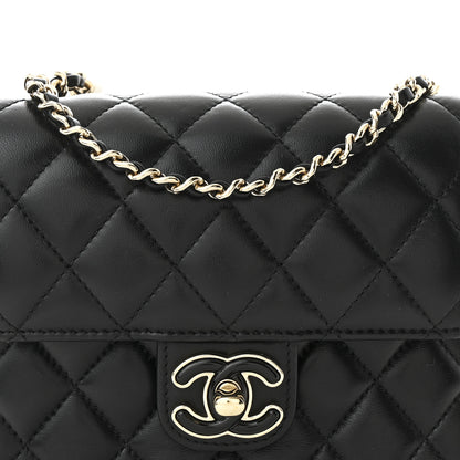 Chanel Lambskin Resin Quilted Mini Heart Square Flap Black 8 of 10