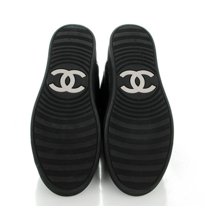 Chanel Lambskin Tweed Zipped Sneakers 38 Black Blue 5 of 9