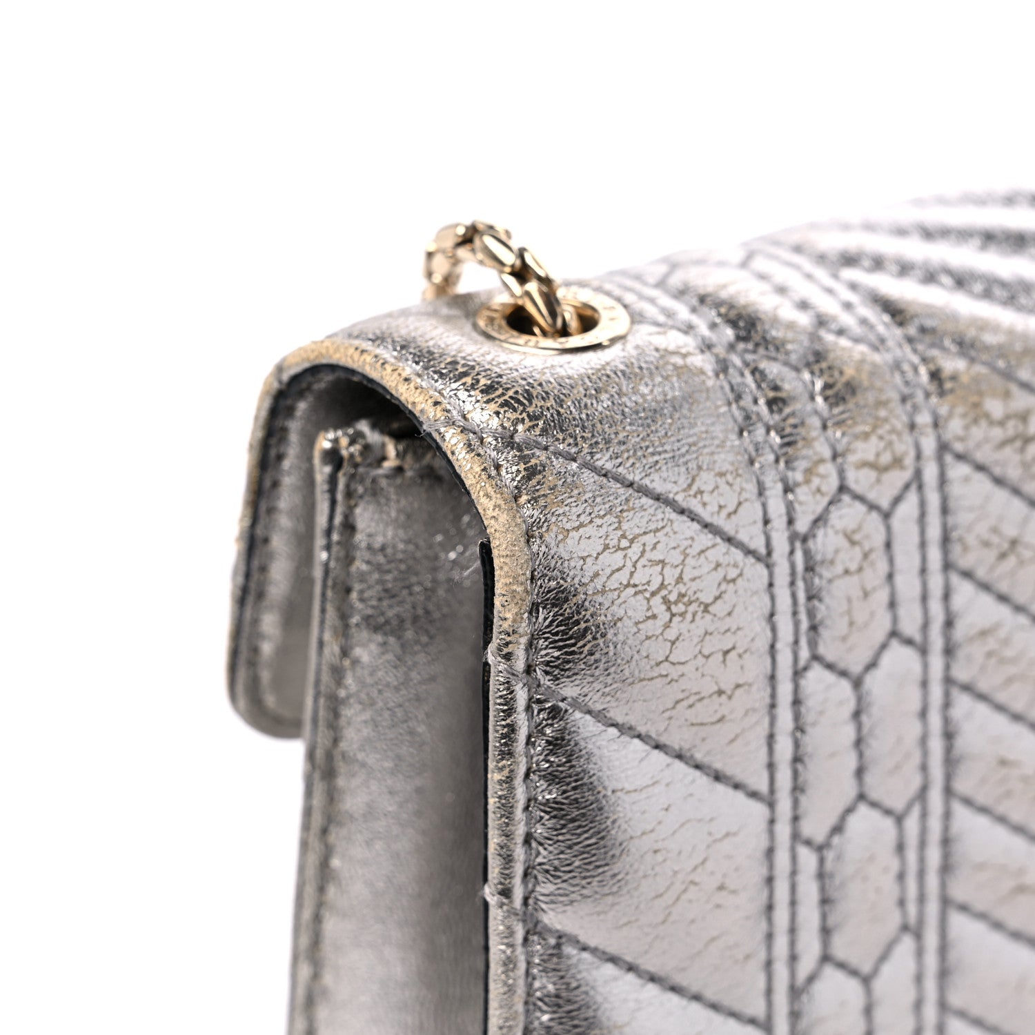Bulgari Metallic Calfskin Quilted Serpenti Forever Shoulder Bag Silver 13 of 15