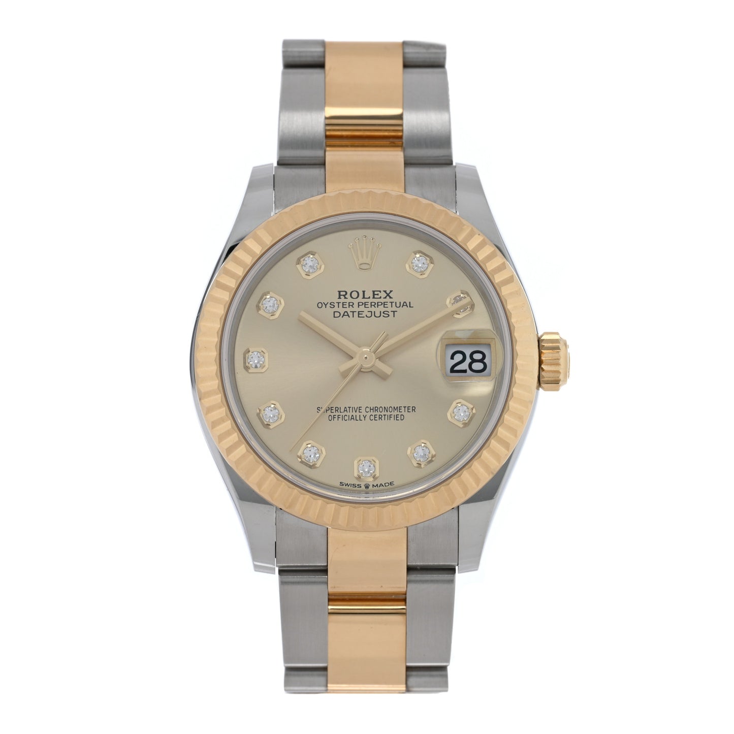 Stainless Steel 18K Yellow Gold Diamond 31mm Oyster Perpetual Datejust Watch Champagne 278273