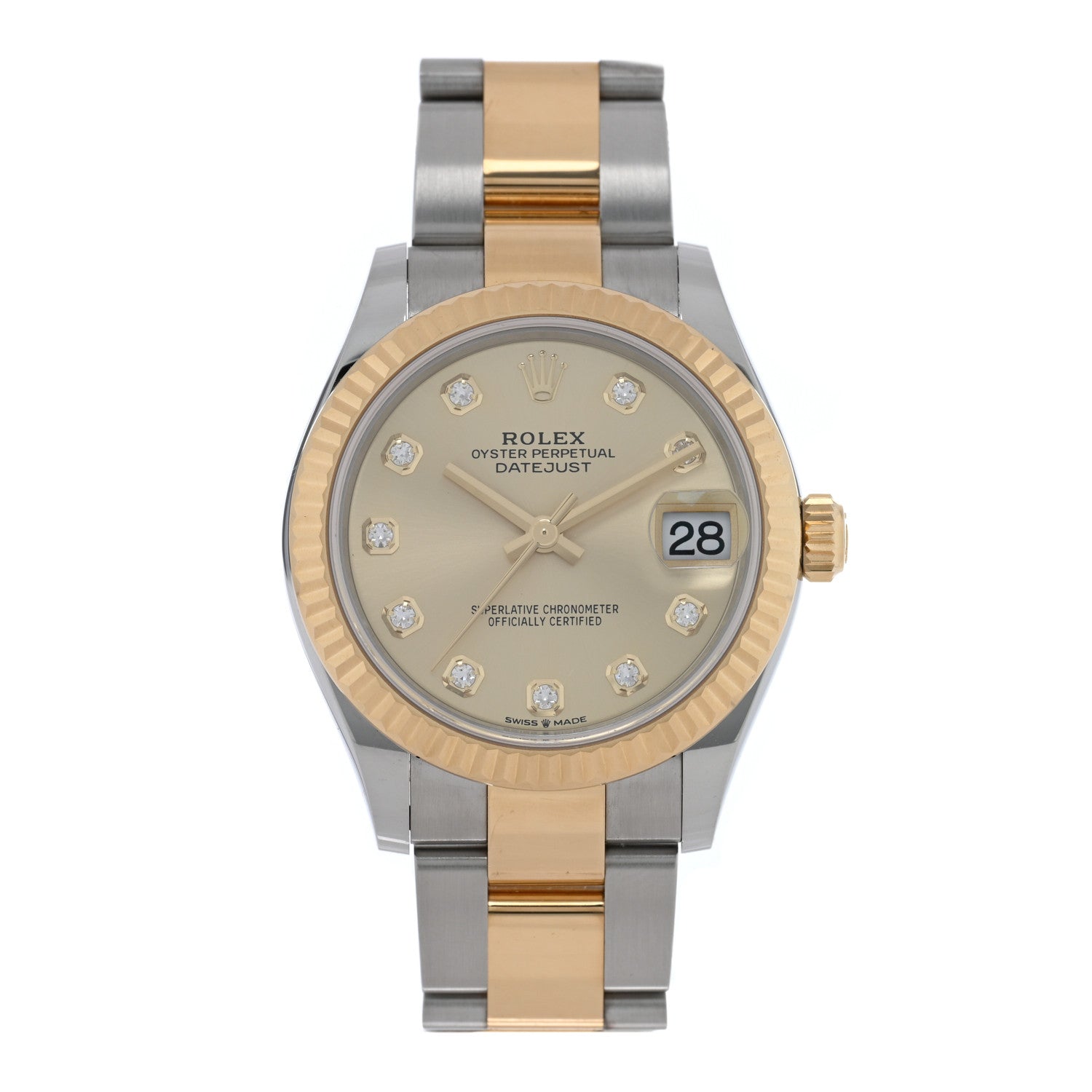 Rolex Stainless Steel 18K Yellow Gold Diamond 31mm Oyster Perpetual Datejust Watch Champagne 278273 1 of 4