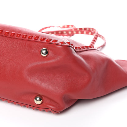 Valentino Garavani Vitello Monochrome Medium Rockstud Tote Rosso Valentino 9 of 10