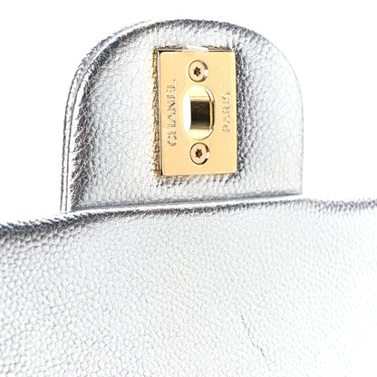 Chanel Metallic Caviar Quilted Top Handle East West Flap Silver 6 of 12