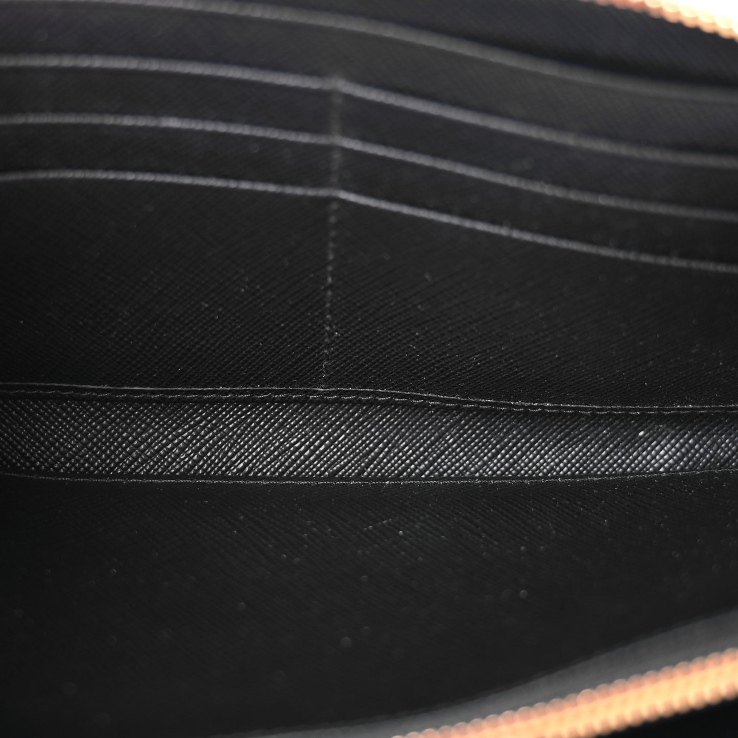 Saffiano Metal Zip Around Wallet Black