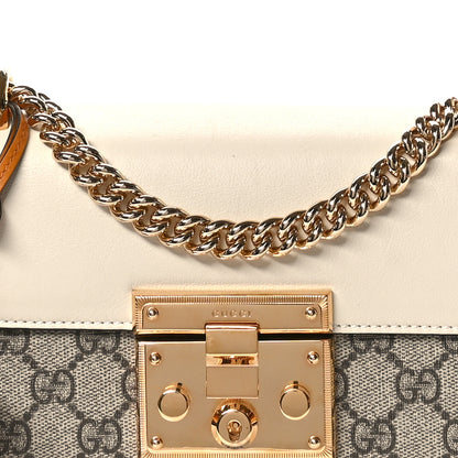 Gucci GG Supreme Monogram Calfskin Small Padlock Shoulder Bag Beige Mystic White Sun Oil 8 of 10