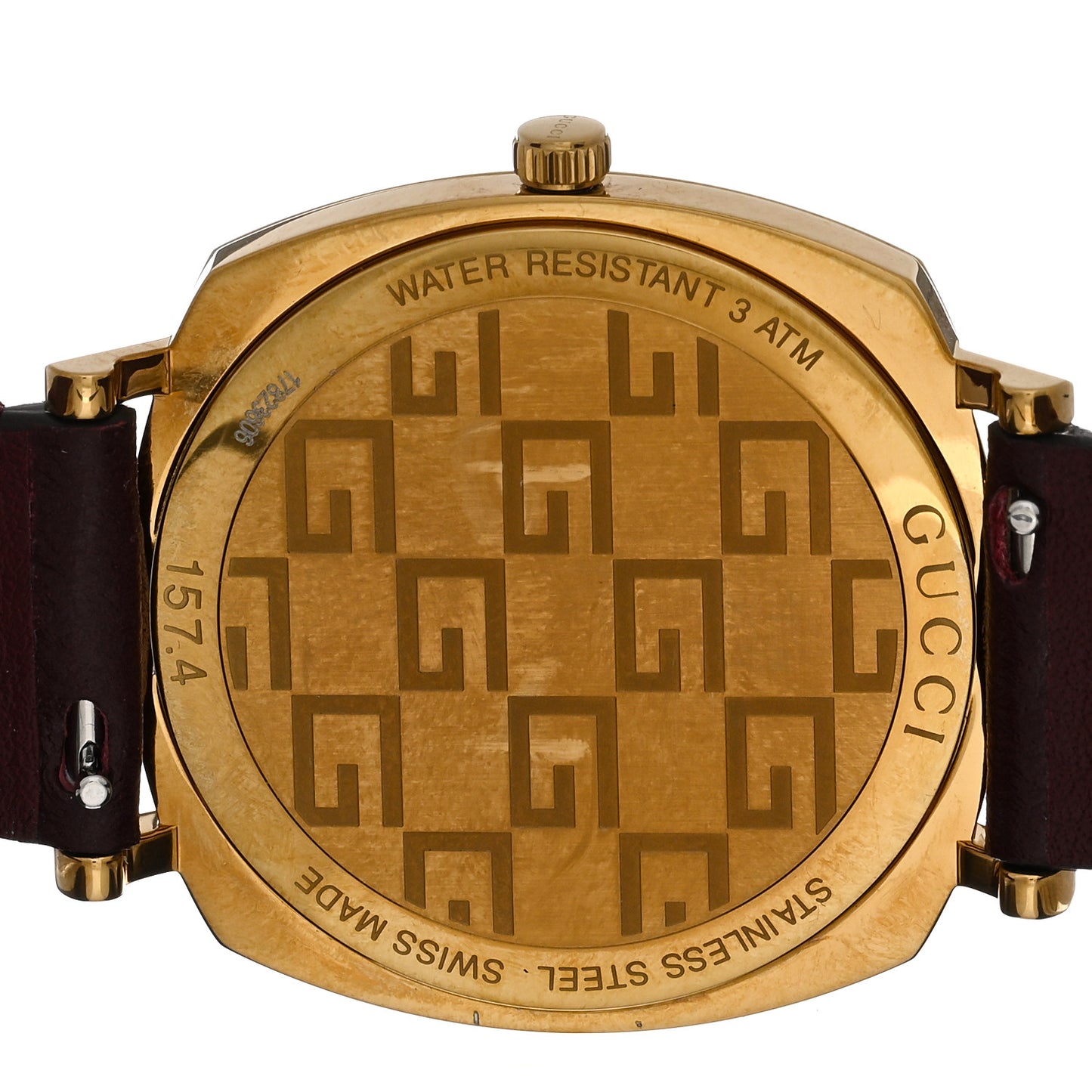 Stainless Steel Alligator 35mm Grip Quartz Watch Burgundy