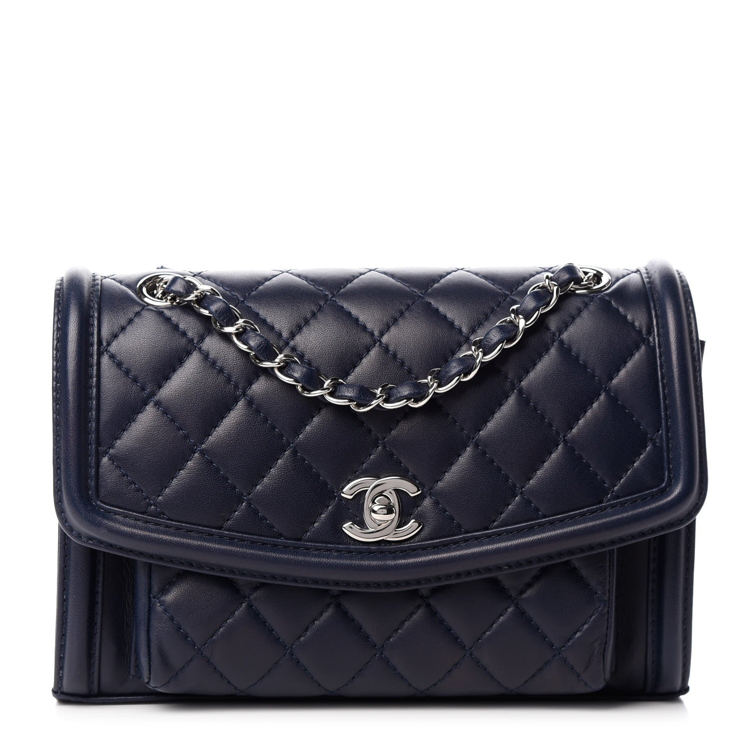 Chanel Lambskin Quilted Small Geometric Flap Navy 1 of 9