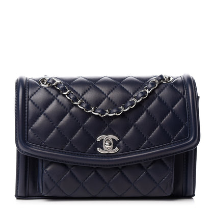Chanel Lambskin Quilted Small Geometric Flap Navy 1 of 9