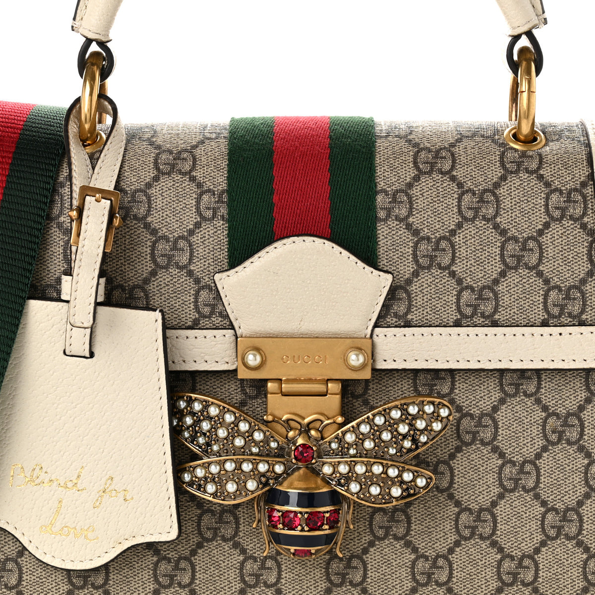 Gucci GG Supreme Monogram Small Queen Margaret Top Handle Bag White 7 of 9