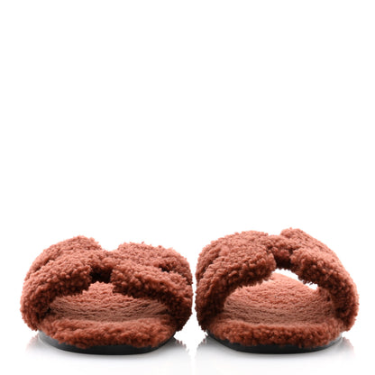 Hermes Woolskin Oran Sandals 39 Cognac 2 of 7