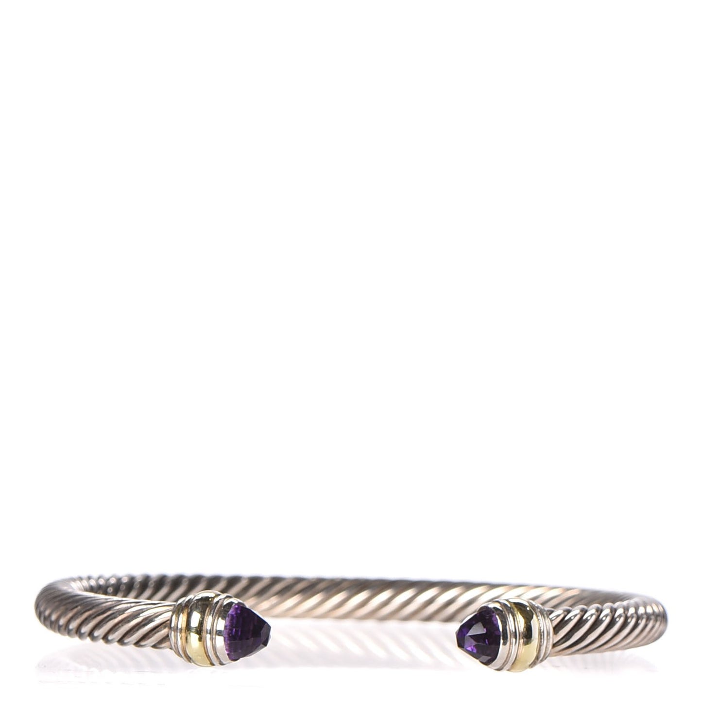 Sterling Silver 14K Yellow Gold Amethyst 5mm Cable Classics Bracelet