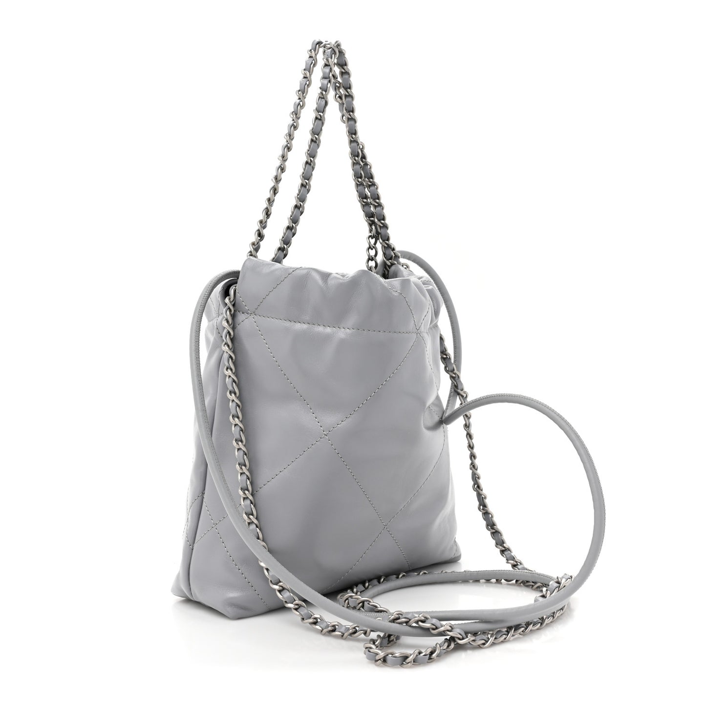 Shiny Calfskin Quilted Mini Chanel 22 Grey