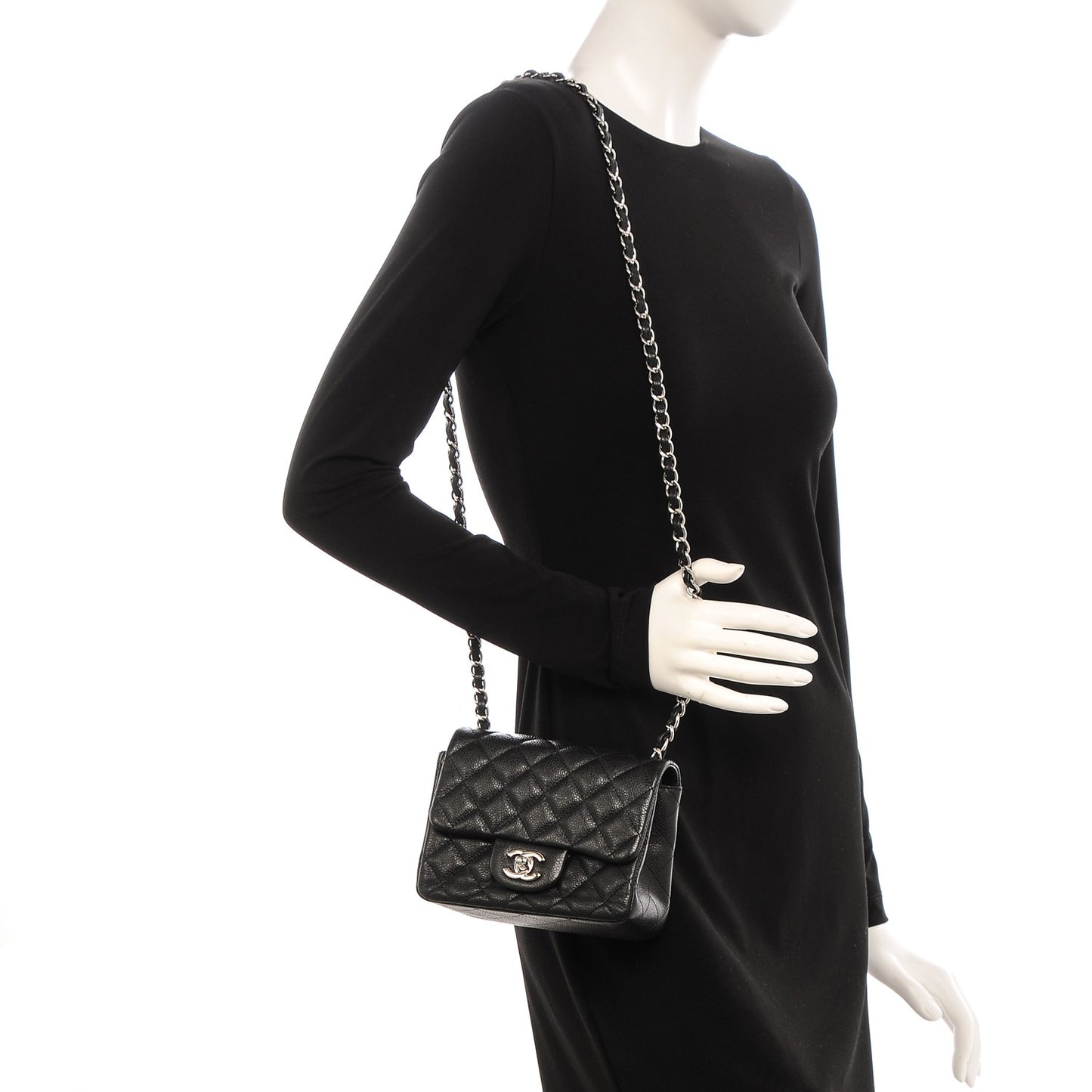 Caviar Quilted Mini Square Flap Black