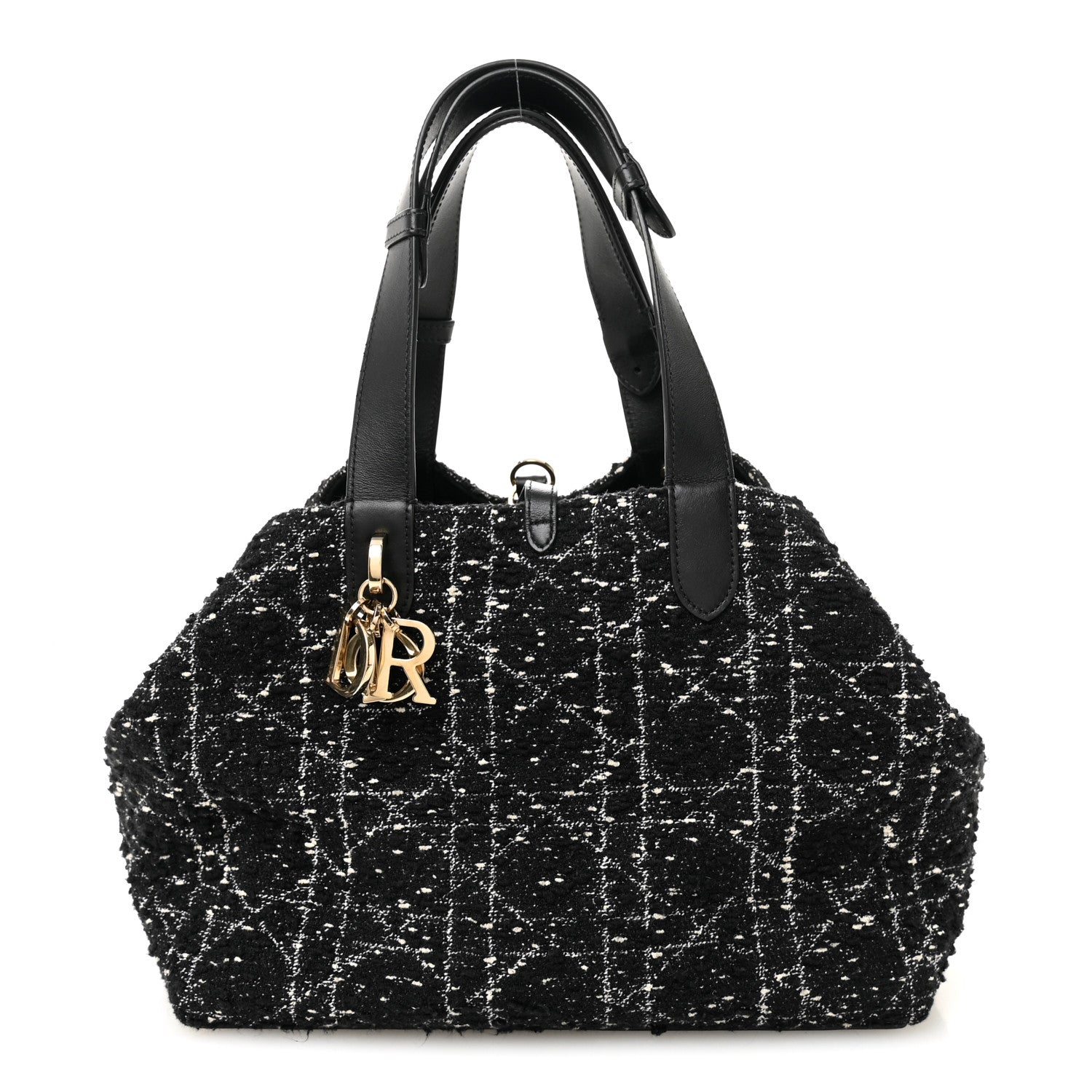 Christian Dior Calfskin Tweed Cannage Medium Toujours Black White 1 of 21