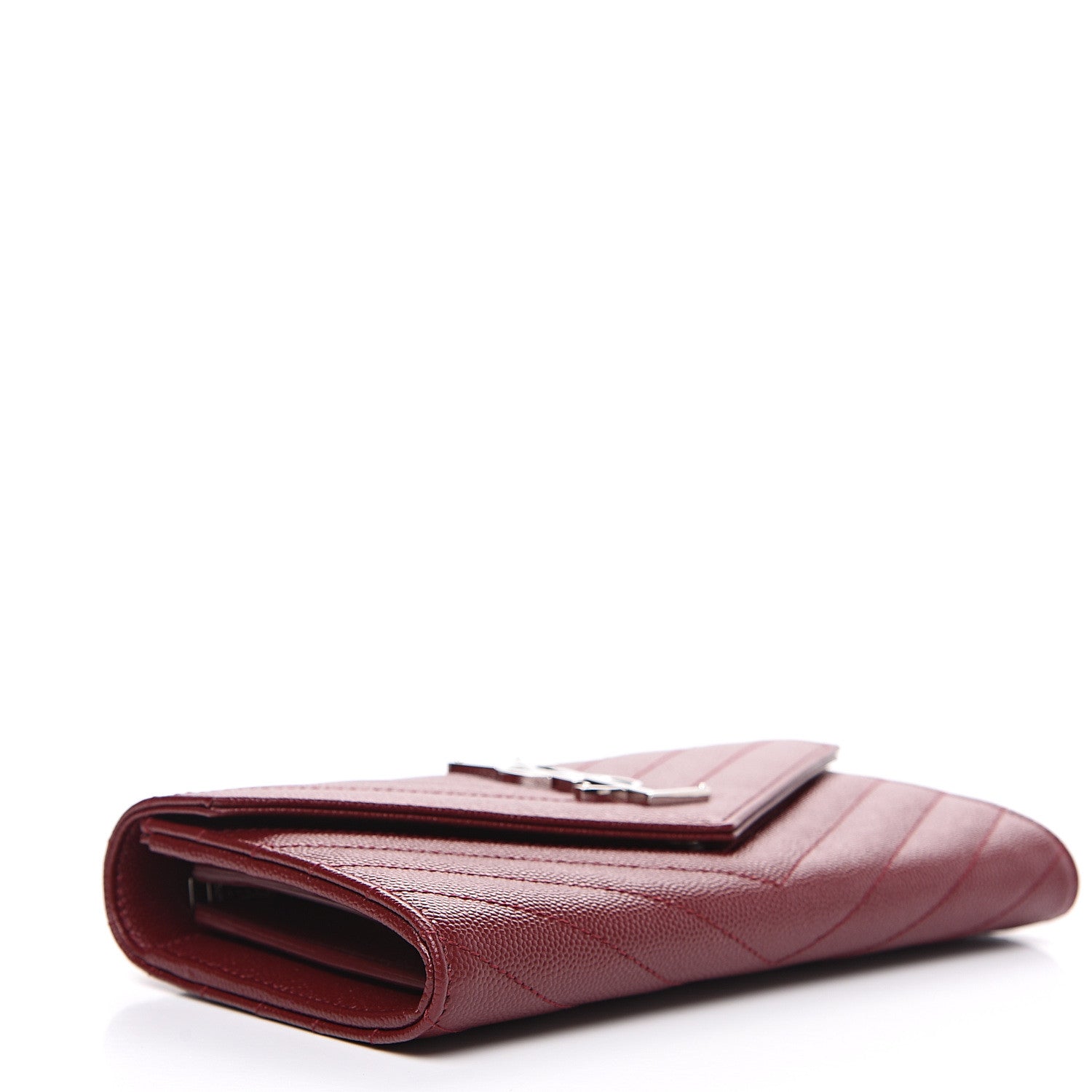 Saint Laurent Grain De Poudre Matelasse Chevron Monogram Wallet Palissandre 3 of 5