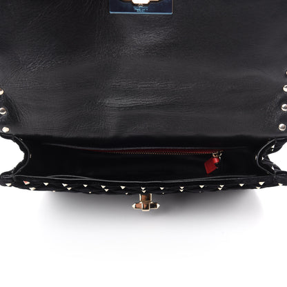 Valentino Garavani Velvet Medium Rockstud Spike Shoulder Bag Black 5 of 9