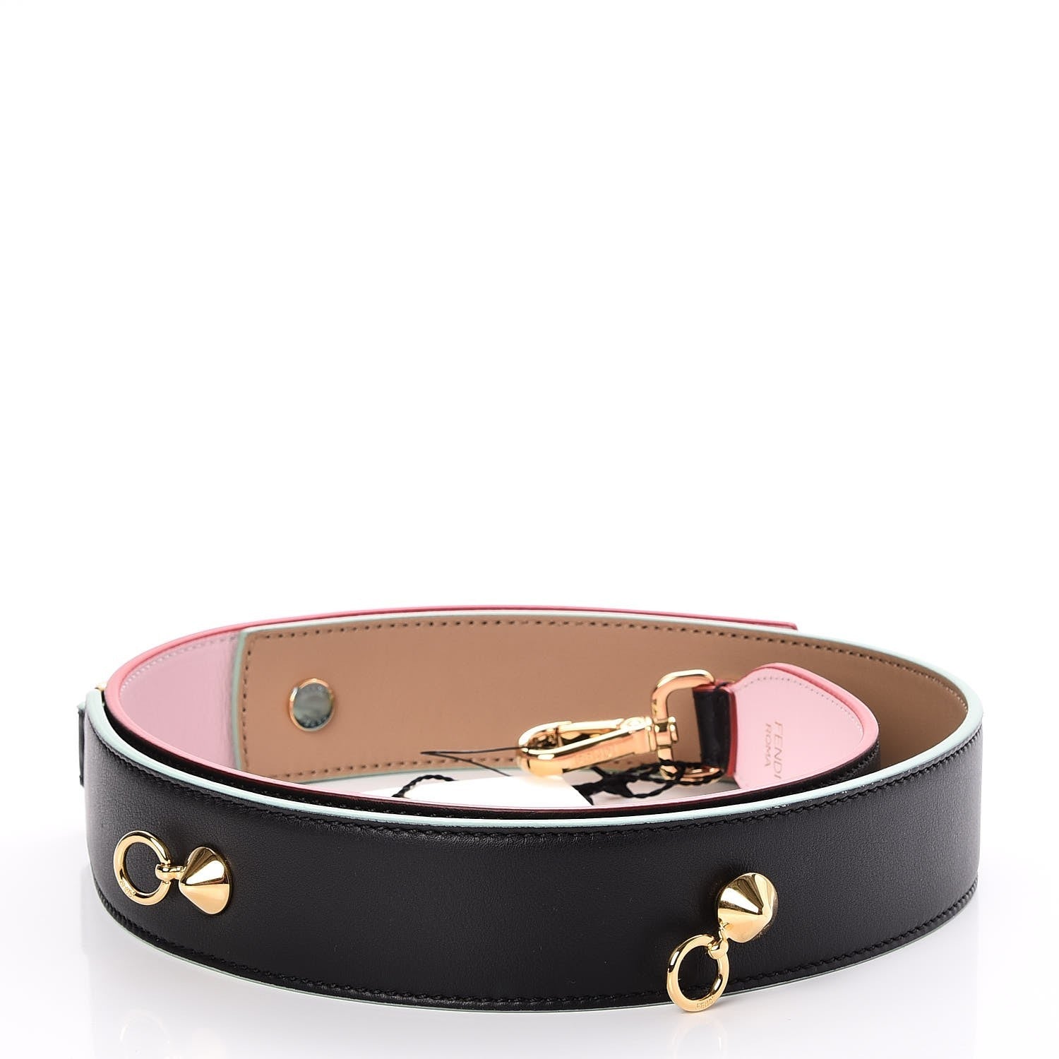 Fendi Vitello Dolce Tri-Color Buttoned Strap You Black Peonia Cuoio 2 of 5