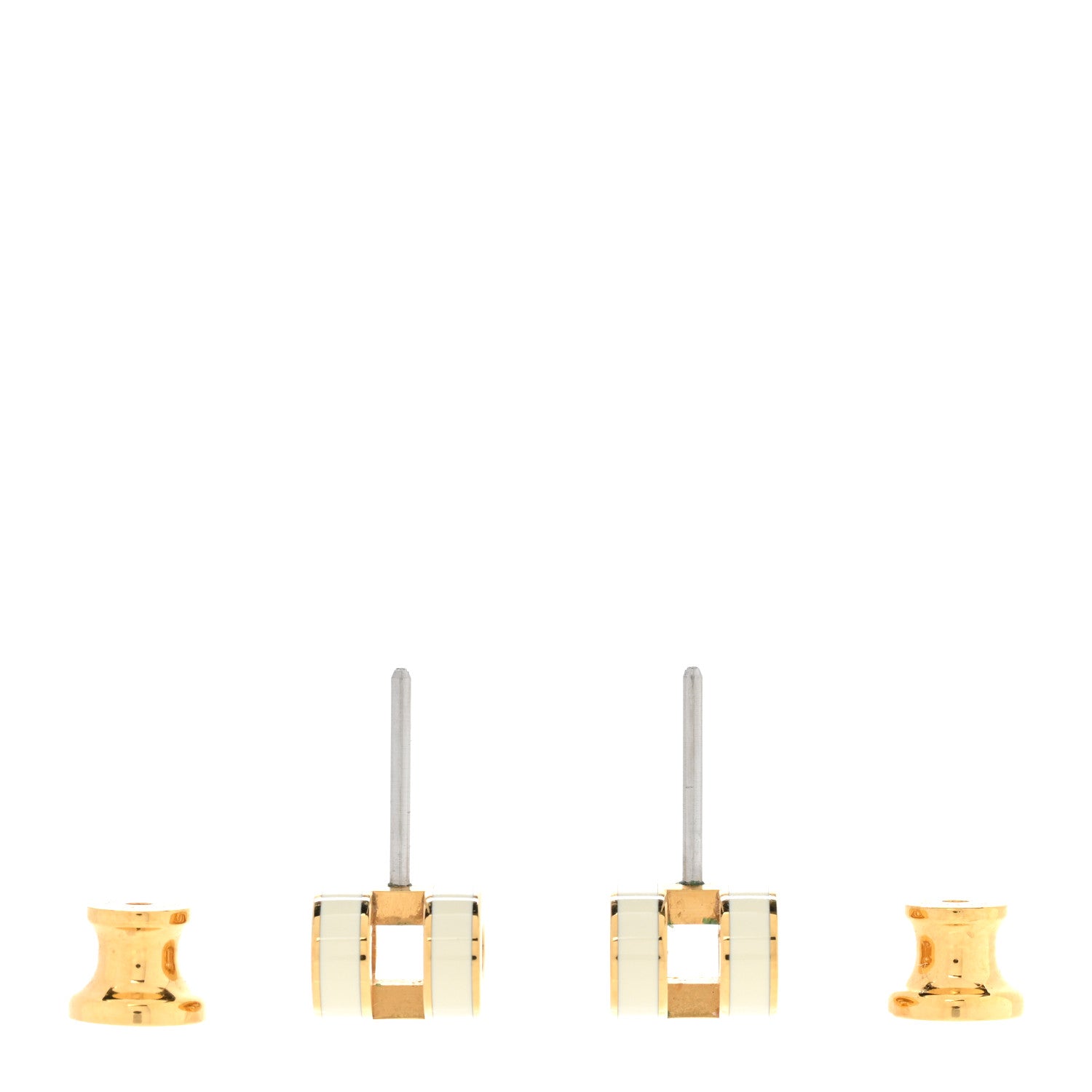 Hermes Gold Lacquered Mini Pop H Earrings White 3 of 7